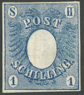 SCHLESWIG-HOLSTEIN 1c (*), 1850, 1 S. Dkl`blau, Ohne Gummi, Feinst, Kurzbefund C.A.M., Mi. 450.- - Schleswig-Holstein