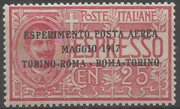 Italy Kingdom Regno 1917 Esperimento Posta Aerea Airmail #1 MNH** 100% Centratura Perfetta - Mint/hinged