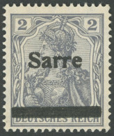 SAARGEBIET A1 PF M **, 1920, 2 Pf. Dkl`blaugrau (schraffierter Hintergrund), Aufdruck Irrtümlich Auf Dt. Reich Mi.Nr. 83 - Autres & Non Classés