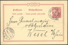 DP CHINA AP 53 BRIEF, Petschili: 1901, 10 Pf. Reichspost - Ganzsachenkarte Mit Stempel PEKING 24.2.01 Nach Wesel, Pracht - China (offices)