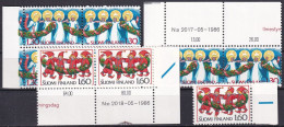 FINNLAND 1986 Mi-Nr. 1005/07 ** MNH Eckrand-Zusammendrucke - Unused Stamps