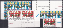 FINNLAND 1986 Mi-Nr. 1005/07 ** MNH Eckrand-Zusammendrucke - Neufs