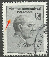 Turkey; 1965 Regular Stamp 150 K. ERROR "Print Stain" - Used Stamps