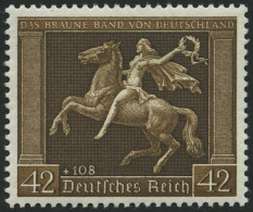 Dt. Reich 671y **, 1938, 42 Pf. Braunes Band, Waagerechte Gummiriffelung, Pracht, Mi. 150.- - Ongebruikt