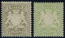 BAYERN 69/70x **, 1900, 3 Und 5 M, Mattorangeweißes Papier, Wz. 3, Postfrisch Pracht, Mi. 120.- - Mint