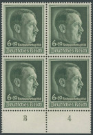 Dt. Reich 672x  VB **, 1938, Reichsparteitag, Senkrechte Gummiriffelung, Im Unterrandviererblock, Postfrisch, Pracht, Mi - Ongebruikt