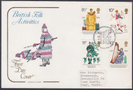 GB Great Britain 1976 Private FDC British Folk Activities, Music, Dance, Culture, Costume, Musical, First Day Cover - Brieven En Documenten