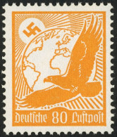 Dt. Reich 536x **, 1934, 80 Pf. Flugpost, Senkrechte Gummiriffelung, Postfrisch, Pracht, Mi. 70.- - Autres & Non Classés