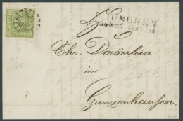 BAYERN 12 BRIEF, 1865, 12 Kr. Dkl`gelbgrün Mit Offenem MR-Stempel 325 Als Einzelfrankatur Nach Gunzenhausen, Prachtbrief - Covers & Documents