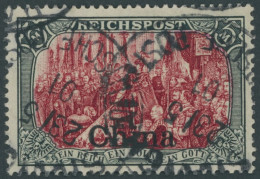 DP CHINA 27III O, 1901, 5 M. Reichspost, Type I, Nachmalung Mit Rot Und Deckweiß, Pracht, Mi. 400.- - Chine (bureaux)