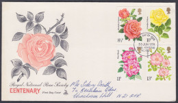 GB Great Britain 1976 Private FDC Royal National Rose Society, Roses, Flower, Flowers, Flora, First Day Cover - Covers & Documents
