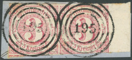 THURN Und TAXIS 32  Paar BrfStk, 1862, 3 Kr. Karminrot Im Waagerechten Paar Mit Breitem Rechten Rand, Idealer Nummernste - Other & Unclassified