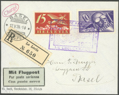 LUFTPOST RF 26.7 BRIEF, 17.5.1926, Einschreibbrief Von LE LOCLE Nach Basel, Frankiert Mit Mi.Nr. 182, Pracht - First Flight Covers
