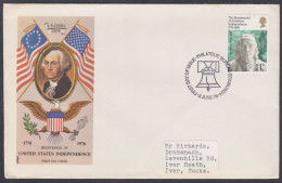 GB Great Britain 1976 Private FDC United States Independence, George Washington, Flag, Eagle, Arrow, First Day Cover - Brieven En Documenten