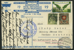 ZULEITUNGSPOST 27 BRIEF, Schweiz: 1929, 1. Nordamerikafahrt, Ohne Verzögerungsstempel, Prachtkarte - Zeppelins