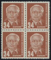 DDR 324zaXII  VB **, 1952, 24 Pf. Schwärzlichrotorange Pieck, Gewöhnliches Papier, Wz. 2XII, Im Viererblock, Postfrisch, - Other & Unclassified