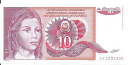 YOUGOSLAVIE 10 DINARA 1990 UNC P 103 - Yugoslavia