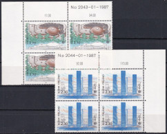 FINNLAND 1987 Mi-Nr. 1021/22 ** MNH Eckrand-Viererblocks - Unused Stamps