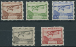 JAPAN 195-98,204 *, 1929/34, Flugzeuge, Falzrest, 5 Prachtwerte, Mi. 265.- - Neufs