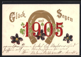 Lithographie Hufeisen Bringt Glück Für 1905  - Other & Unclassified