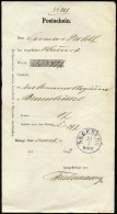 SCHLESWIG-HOLSTEIN SEGEBERG, K1 Auf Einlieferungsschein No. 207 (1869), Pracht - Prephilately