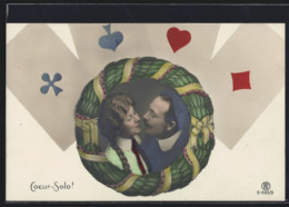 AK Coeur-Solo, Liebespaar Im Siegerkranz, Spielkarten  - Playing Cards