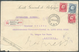 PETITS MONTENEZ 50c. + 75c. (x2) Obl. Sc Agence De BRUXELLES 38 * Sur Lettre Recommandée Et Exprès Du 9-5-1924 Vers Anve - Postmarks With Stars