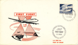 Norway SAS First Flight Scandinavia - West Indies Port Of Spain 1-11-1969 - Covers & Documents