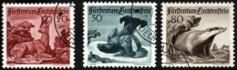 LIECHTENSTEIN 285-87 O, 1950, 3. Jagdserie, Prachtsatz, Mi. 90.- - Autres & Non Classés