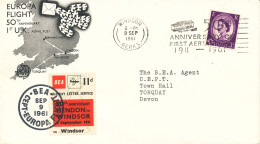 Great Britain EUROPA Flight 50th Anniversary 1st. U. K. Aerial Post Hendon - Windsor 9-9-1961 - Lettres & Documents