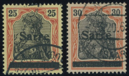 SAARGEBIET 9a,10xI O, 1920, 25 Pf. Rötlichorange/schwarz Auf Gelbweiß Und 30 Pf. Dkl`rotorange/schwarz Auf Hellchromgelb - Other & Unclassified