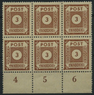 OST-SACHSEN 56X,XI **, 1945, 3 Pf. Braun Im Unterrand-Sechserblock Mit 2 Plattenfehlern (Feld 94 Und 96), Pracht, Mi. (6 - Autres & Non Classés