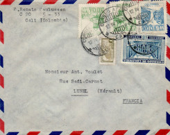 COLOMBIA 1948 AIRMAIL  LETTER SENT FROM CALI TO LUNEL - Colombia