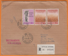 Lettre  VIA  AEREA   RACCOMANDATA  De CITA DEL VATICANO Le 15 6 1962   Avec Composition Y.et.T.348 Et 349 X 2 - Covers & Documents