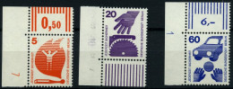 BERLIN 402,404,409A DZ **, 1971/2, 5, 20 Und 60 Pf. Unfallverhütung, 3 Eckrandstücke Mit Druckereizeichen, Pracht, Mi. 1 - Unused Stamps