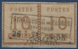 ALSACE LORRAINE N°5 Paire Variété Cassure Oblit Cachet Rectangulaire Non Feldpost " STRASSBURG I.ELSS BAHNHOF " 1871 TTB - Autres & Non Classés