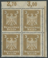 Dt. Reich 355Y  VB **, 1924, 3 Pf. Reichsadler, Wz. Liegend, Im Viererblock, Pracht, Mi. (1600.-) - Neufs