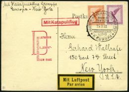 KATAPULTPOST 35b BRIEF, 1.10.1930, &quot,Europa&quot, - New York, Seepostaufgabe, Prachtkarte - Brieven En Documenten