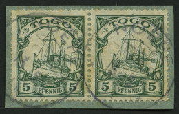 TOGO 21  Paar BrfStk, 1909, 5 Pf. Grün Im Waagerechten Paar, Mit Wz., Stempel NOEPE, Prachtbriefstück - Togo