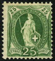 SCHWEIZ BUNDESPOST 59A *, 1882, 25 C. Grün, Gezähnt K 11 3/4, Falzreste, Pracht, Mi. 170.- - Unused Stamps