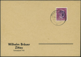 LÖBAU 1 BRIEF, 1945, 6 Pf. Hitler Mit Blauviolettem Echten Aufdruck Auf Bräuer-Blancokarte, Stempel LÖBAU N (derzeit Nic - Postes Privées & Locales