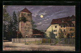 AK Zofingen, Pulverturm Mit Strasse Bei Vollmond  - Autres & Non Classés