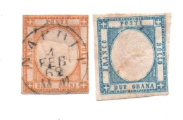 Italie - Naples -  - Victor-Emmanuel II - 1861-  N.D - 2 N+ Aminci - Et 10 Grana (marges )   Voir Scans - Neapel