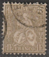 Schweiz: 1863, Mi. Nr. 28, Freimarke: 1 Fr.. Sitzende Helvetia, Wertziffer In Den Ecken.   Gestpl./used - Gebraucht
