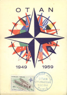 CARTE  1er  JOUR   "  OTAN - 1949-1959 "  -  10ème  ANNIVERSAIRE - PARIS - 12 Décembr 1959 - OTAN