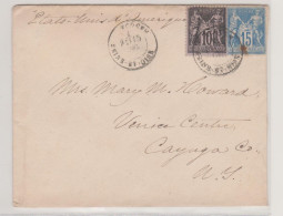 Seine Et Oise Ecouen N°89 Et 90 Sur Lettre Pour Les Etats-unis 15 Décembre 189 ? - 1877-1920: Période Semi Moderne