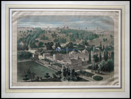 KASSEL: Das Orangerieschloß Mit Der Industrieausstellungshalle, Kolorierter Holzstich Um 1880 - Prints & Engravings