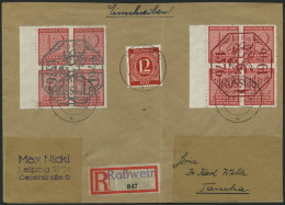 ROSSWEIN 1/2 BRIEF, 1946, 570 Jahre Roßwein Mit 12 Pf. Zusatzfrankatur Auf Einschreibbrief, Senkrecht Gefaltet, Marken P - Private & Local Mails