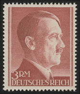 801B Hitler 3 Reichsmark ** Postfrisch, ENG Gezähnt - Neufs