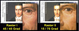 2255I+II Albrecht Daniel Thaer - Type I Und II, Rastertypen-Set ** / MNH - Unused Stamps